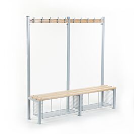Single Sided Cloakroom Bench with Coat Hooks